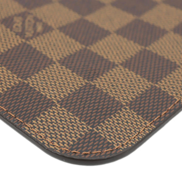 LOUIS VUITTON Neverfull Damier Ebene Wristlet Pouch Brown