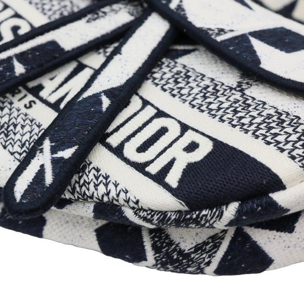 CHRISTIAN DIOR Saddle Embroidered Stars Canvas Hobo Bag White