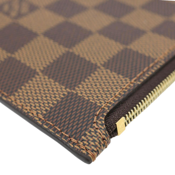 LOUIS VUITTON Neverfull Damier Ebene Wristlet Pouch Brown