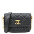 CHANEL Flap Pearls Strap Quilted Calfskin Leather Card Holder Black