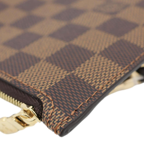 LOUIS VUITTON Neverfull Damier Ebene Wristlet Pouch Brown