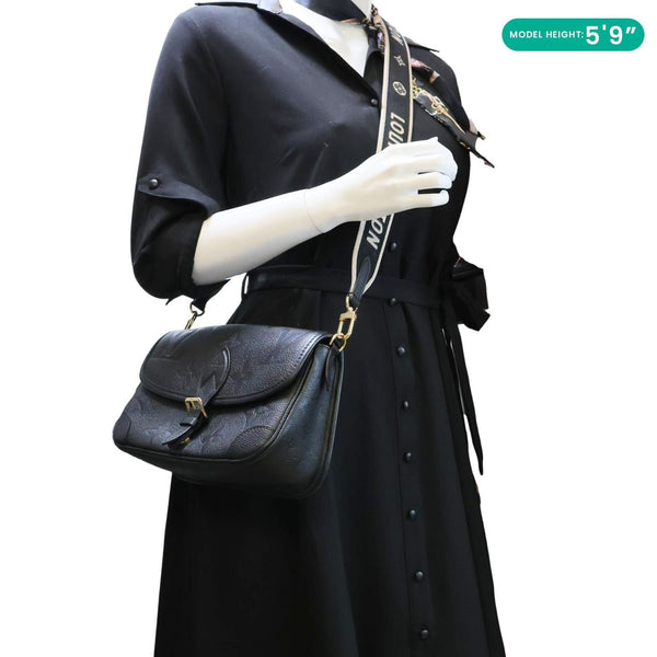 LOUIS VUITTON Diane Empreinte Leather Shoulder Bag Black