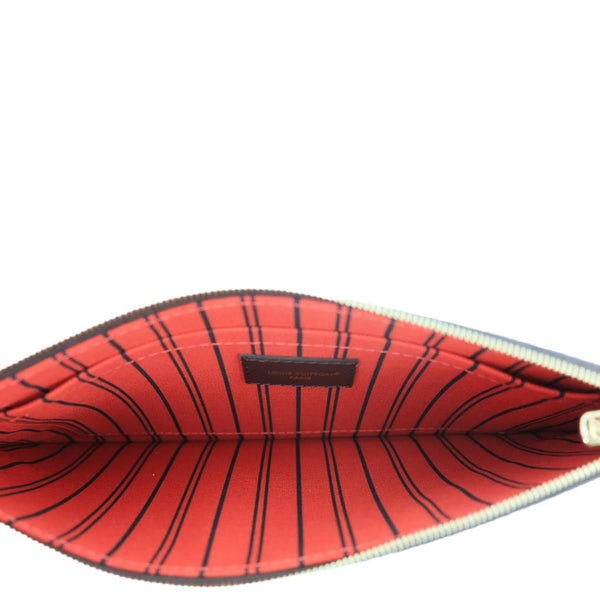 LOUIS VUITTON Neverfull Damier Ebene Wristlet Pouch Brown