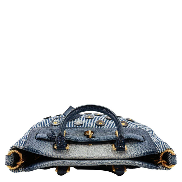 LOUIS VUITTON Corsaire Trunks Vintage Monogram Stripes Polka Dot Denim Shoulder Bag Blue