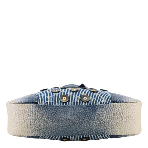 LOUIS VUITTON Corsaire Trunks Vintage Monogram Stripes Polka Dot Denim Shoulder Bag Blue