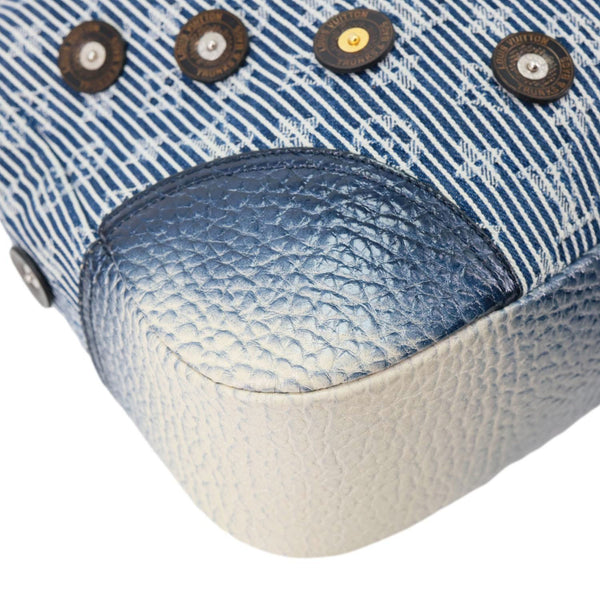 LOUIS VUITTON Corsaire Trunks Vintage Monogram Stripes Polka Dot Denim Shoulder Bag Blue