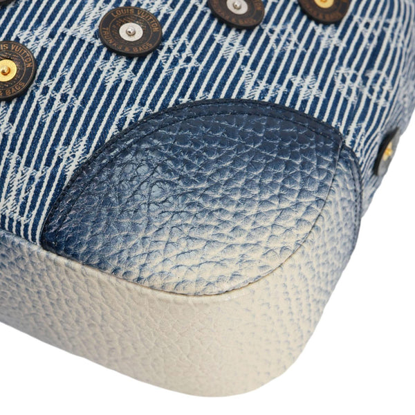 LOUIS VUITTON Corsaire Trunks Vintage Monogram Stripes Polka Dot Denim Shoulder Bag Blue