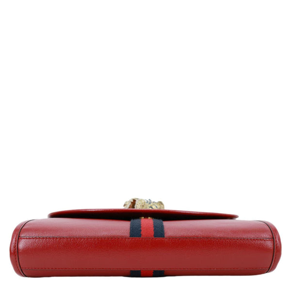 GUCCI Rajah Small Web Leather Shoulder Bag Red 570145