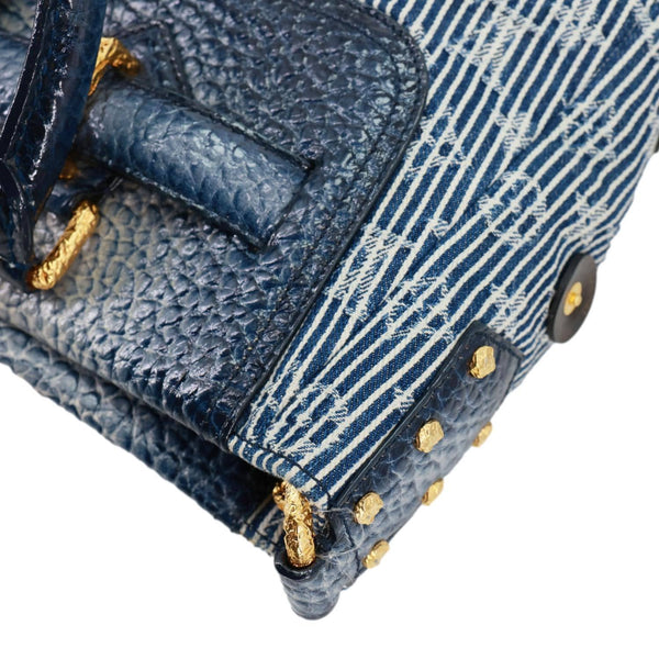 LOUIS VUITTON Corsaire Trunks Vintage Monogram Stripes Polka Dot Denim Shoulder Bag Blue