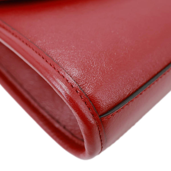 GUCCI Rajah Small Web Leather Shoulder Bag Red 570145