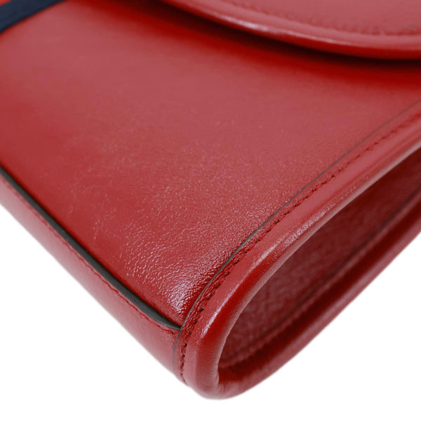 GUCCI Rajah Small Web Leather Shoulder Bag Red 570145