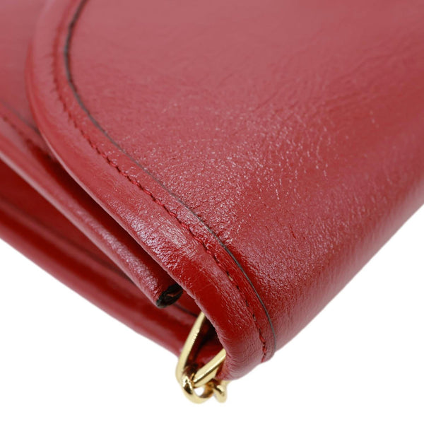 GUCCI Rajah Small Web Leather Shoulder Bag Red 570145