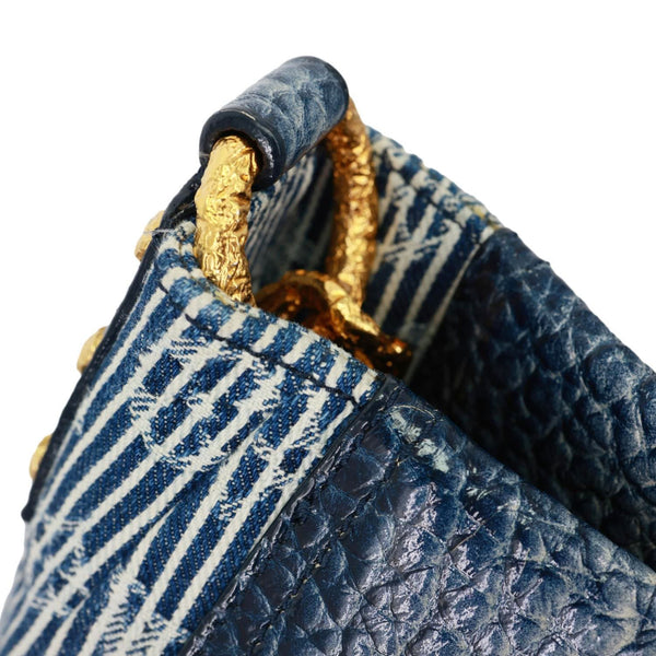 LOUIS VUITTON Corsaire Trunks Vintage Monogram Stripes Polka Dot Denim Shoulder Bag Blue