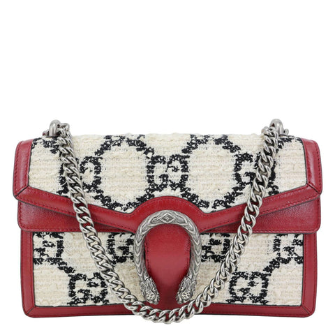 GUCCI Dionysus Small GG Tweed Shoulder Bag Cerise 400249