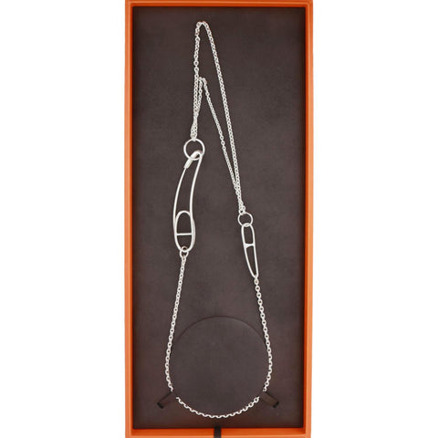 HERMES Chaine D'Ancre Punk Metal Necklace Silver