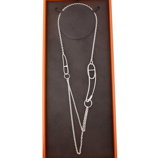 HERMES Chaine D'Ancre Punk Metal Necklace Silver