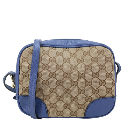GUCCI Bree GG Canvas Leather Crossbody Bag Blue 449413
