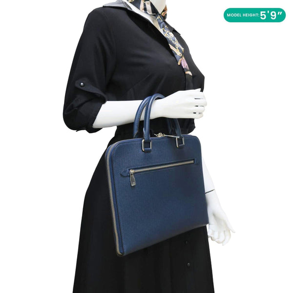 LOUIS VUITTON Porte Documents Slim Taiga Leather Briefcase Bag Ocean