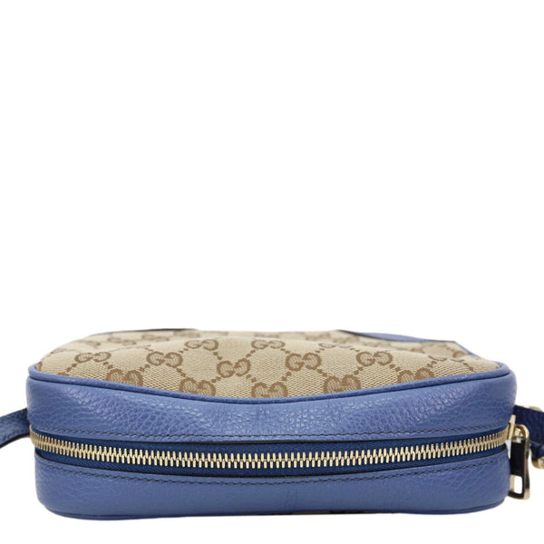 GUCCI Bree GG Canvas Leather Crossbody Bag Blue 449413