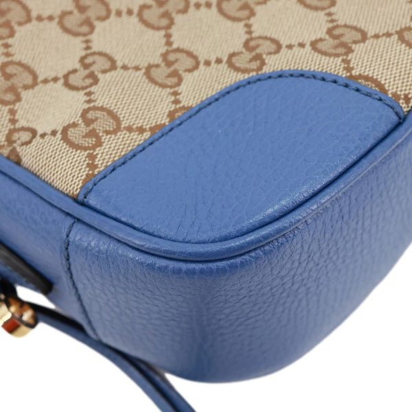 GUCCI Bree GG Canvas Leather Crossbody Bag Blue 449413