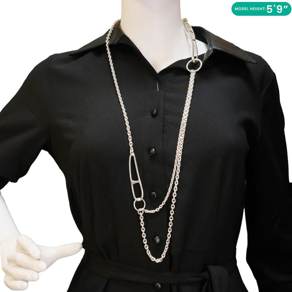 HERMES Chaine D'Ancre Punk Metal Necklace Silver