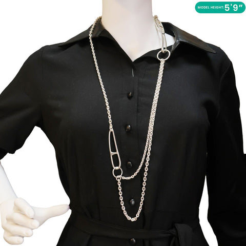 HERMES Chaine D'Ancre Punk Metal Necklace Silver