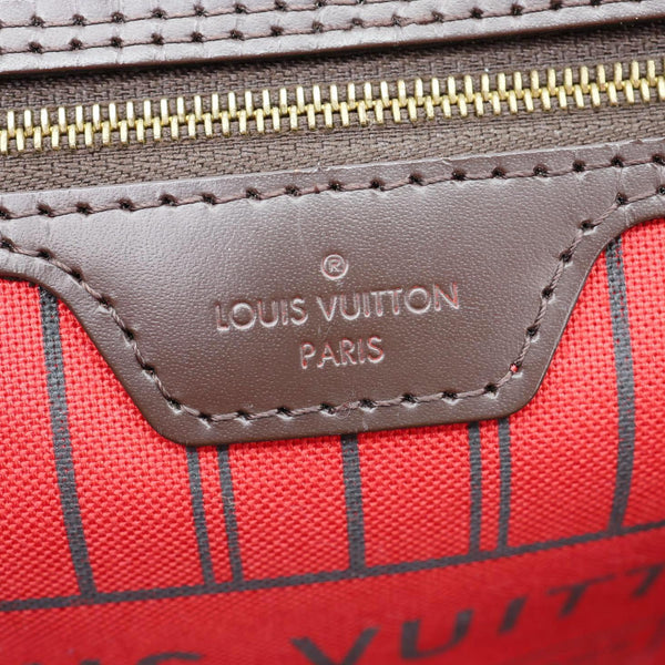 LOUIS VUITTON Neverfull MM Damier Ebene Tote Bag Brown