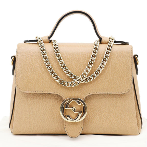 GUCCI Interlocking G Dollar Calfskin Leather Crossbody Bag Beige 510302