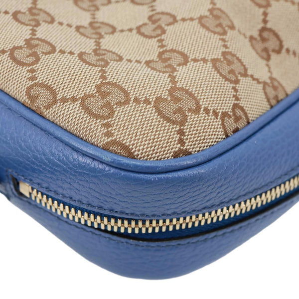 GUCCI Bree GG Canvas Leather Crossbody Bag Blue 449413