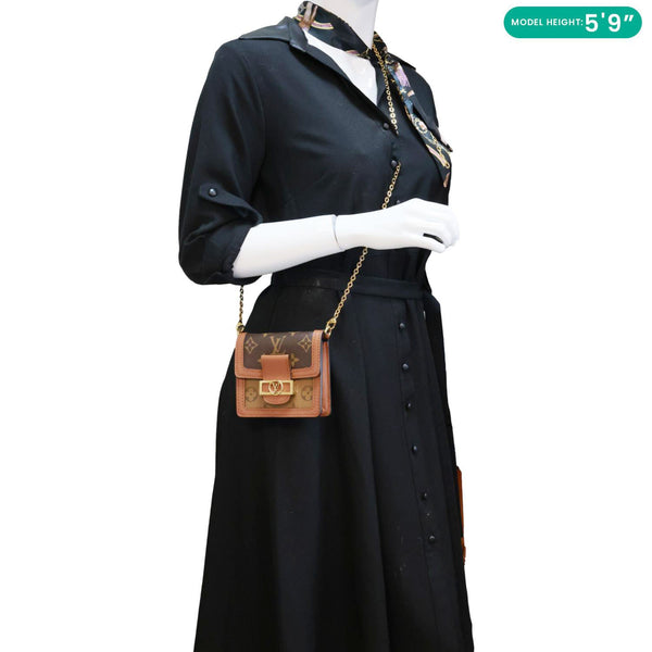 LOUIS VUITTON Dauphine Micro Monogram Reverse Canvas Crossbody Bag Brown