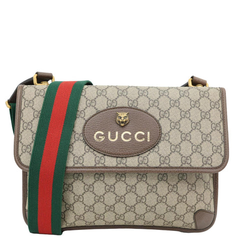 GUCCI Neo Vintage Web GG Supreme Canvas Messenger Bag Beige 495654