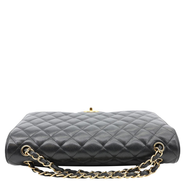 CHANEL Classic Double Flap Maxi Caviar Leather Shoulder Bag Black