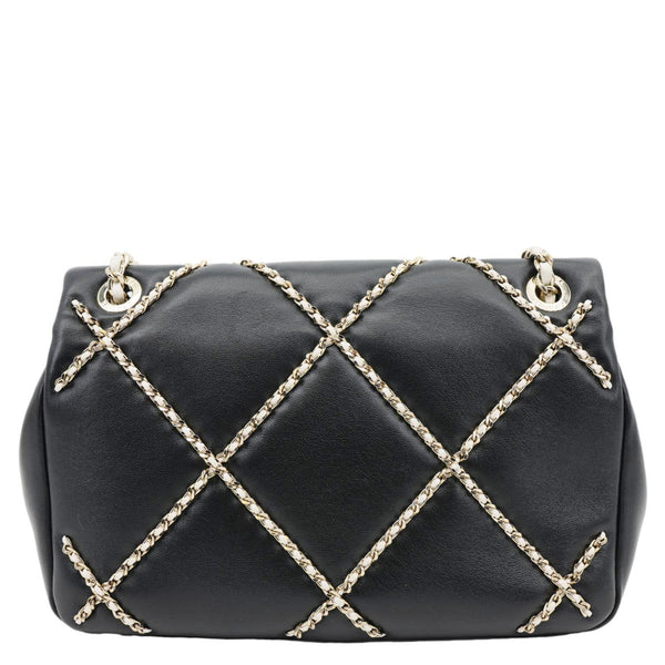 CHANEL Entwined Flap Small Lambskin Leather Chain Crossbody Black