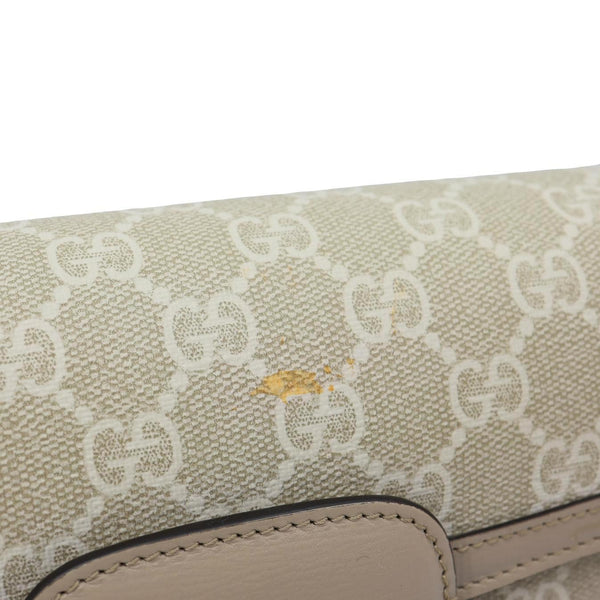 GUCCI Horsebit 1955 Small GG Supreme Canvas Shoulder Bag Beige 735178
