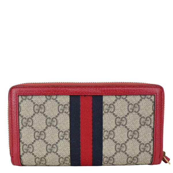 GUCCI Web Queen Margaret GG Supreme Canvas Zip Around Wallet Beige 476069