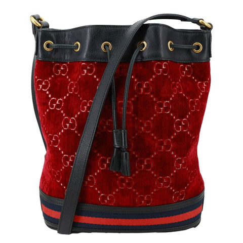 GUCCI GG Velvet Bucket Bag Red 574960