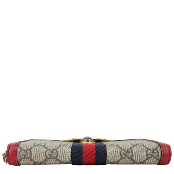 GUCCI Web Queen Margaret GG Supreme Canvas Zip Around Wallet Beige 476069