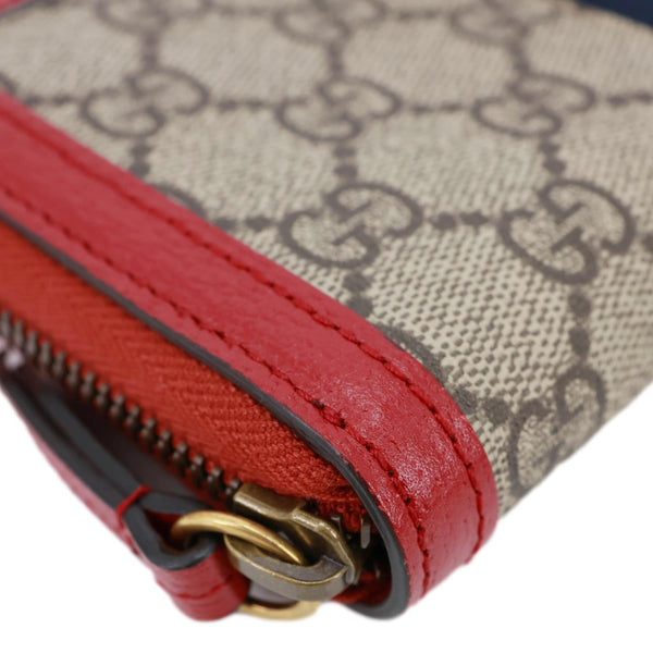 GUCCI Web Queen Margaret GG Supreme Canvas Zip Around Wallet Beige 476069