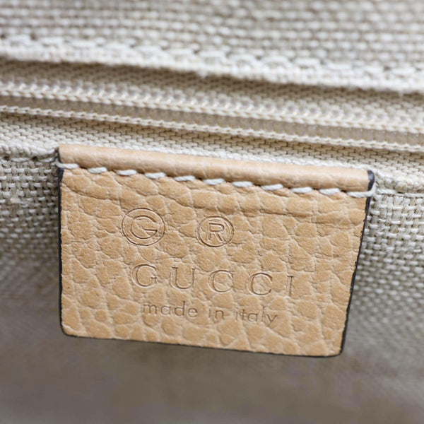 GUCCI Interlocking G Dollar Calfskin Leather Crossbody Bag Beige 510302