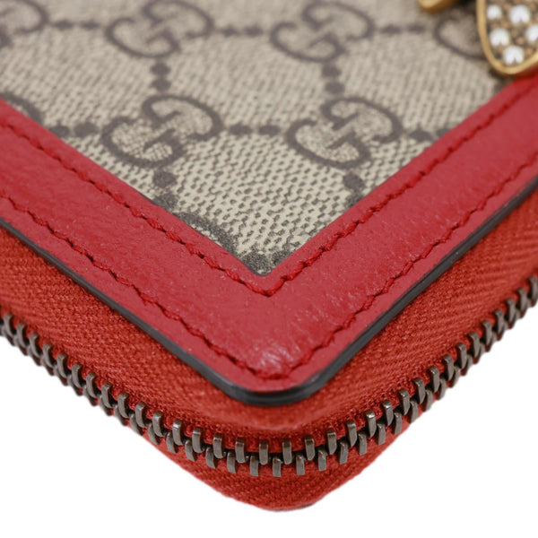 GUCCI Web Queen Margaret GG Supreme Canvas Zip Around Wallet Beige 476069