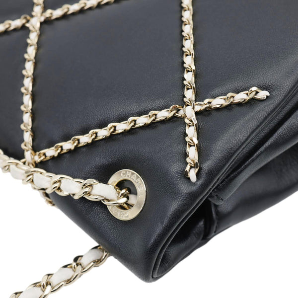 CHANEL Entwined Flap Small Lambskin Leather Chain Crossbody Black