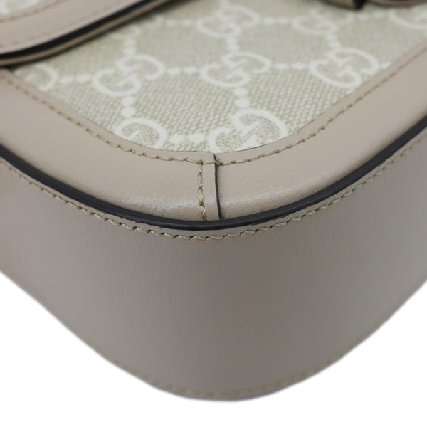 GUCCI Horsebit 1955 Small GG Supreme Canvas Shoulder Bag Beige 735178