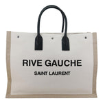 YVES SAINT LAURENT Rive Gauche Large Linen Leather Tote Bag White