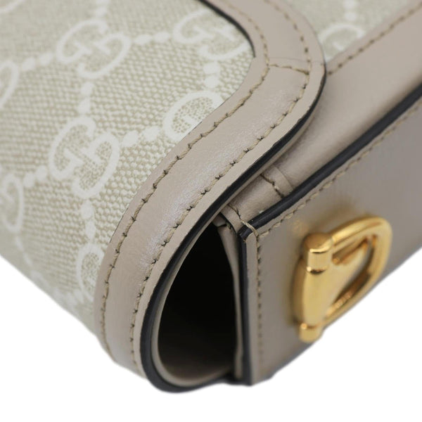 GUCCI Horsebit 1955 Small GG Supreme Canvas Shoulder Bag Beige 735178