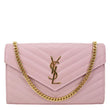YVES SAINT LAURENT Cassandre Chevron Grain De Poudre Crossbody Bag Tender Pink