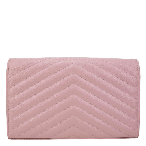 YVES SAINT LAURENT Cassandre Chevron Grain De Poudre Crossbody Bag Tender Pink