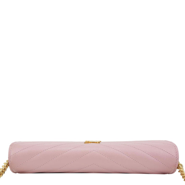 YVES SAINT LAURENT Cassandre Chevron Grain De Poudre Crossbody Bag Tender Pink