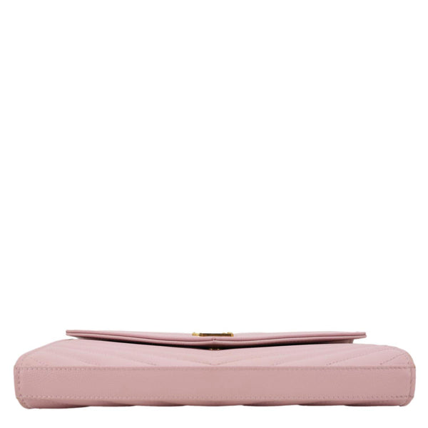 YVES SAINT LAURENT Cassandre Chevron Grain De Poudre Crossbody Bag Tender Pink