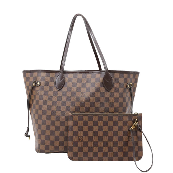 LOUIS VUITTON Neverfull MM Damier Ebene Tote Bag Brown