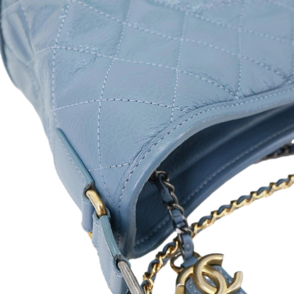 CHANEL Gabrielle Medium Patent Leather Hobo Bag Blue